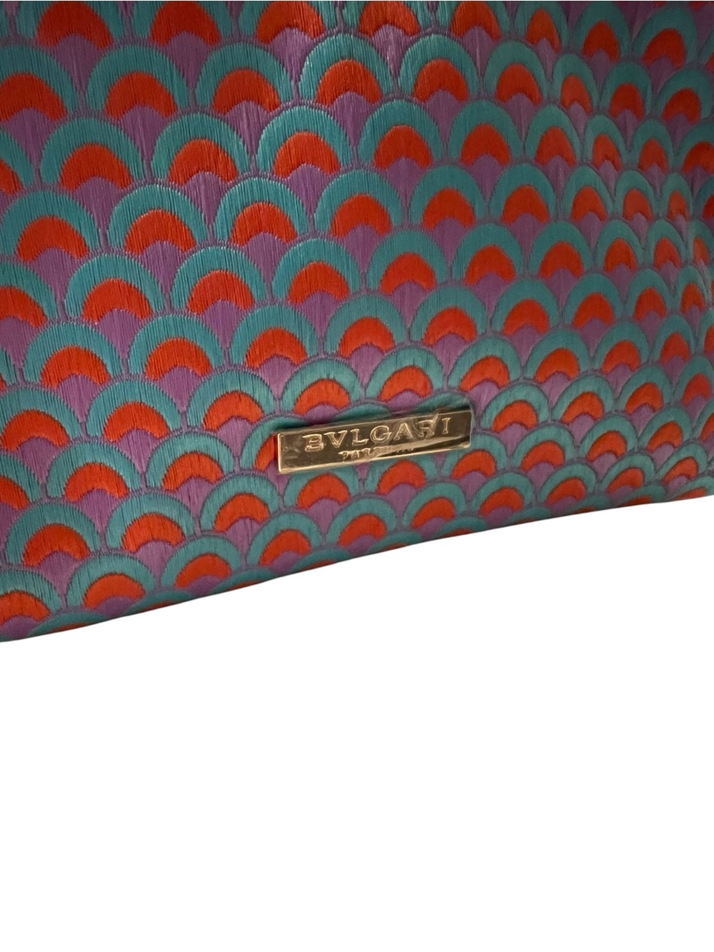 Bvlgari Parfums Luxury Vibrant Peacock Embroidered Cosmetic Pouch Bag - Picture 4 of 6